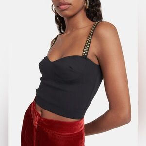 NWT Stella McCartney Sparkled Detail Scuba Top Crop Tank Studded Black Sz 38
